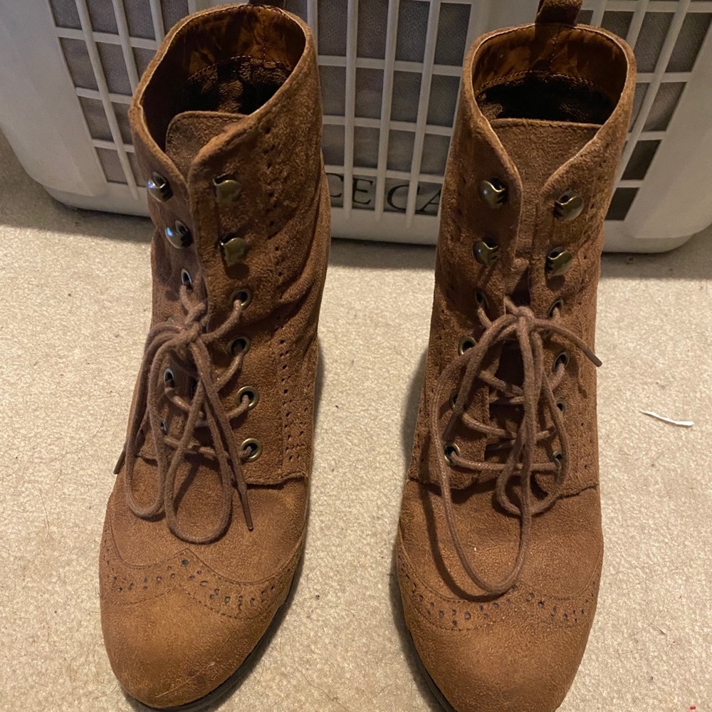 Suede Western-Style Platform Booties - image 2